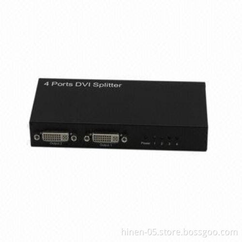 4-port DVI Splitter, Supports Highest Video Resolution 1,080p